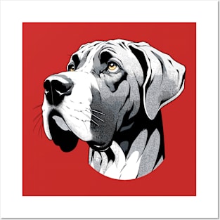 Stunning and Cool Great Dane Monochrome and Gold Portrait for Father's Day Posters and Art